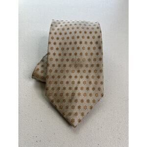 Dani Champagne/Brown Geometric Pattern 100% Silk Handmade Designer Tie